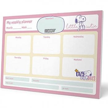 Bloc Planificador Semanal A4 Snoopy - Organizador de Escritorio - Material Escolar y Papelería con Licencia Oficial