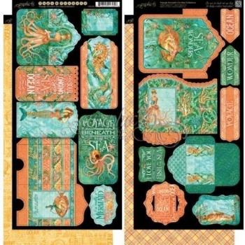 Graphic 45 Voyage bajo el mar cartulina die-cuts 15,2 x 30,5 cm Hojas 2/pk-tags y bolsillos, otros, multicolor