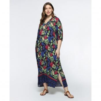Vestido largo estampado con manga francesa de viscosa ECOVERO™
