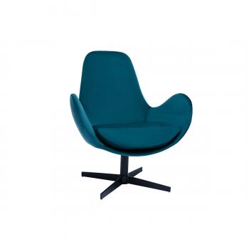 Sillón terciopelo azul petróleo ANDY de Miliboo, diseño moderno, tapizado en suave terciopelo, estructura de madera, patas de metal dorado, dimensiones 78 cm x 75 cm x 85 cm, ideal