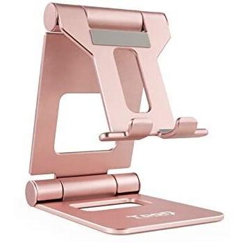 Tooq PH-KEOPS-OCASO - Soporte de sobremesa Ajustable para teléfono / Tablet hasta 10”, Rosa Velvet