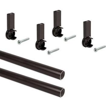 EMUCA - Kit de Barra de Armario Ø28 x 950mm y Soportes, Moka, Lote de 2