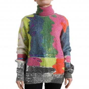 Multicolor Mohair Turtleneck Pullover Sweater - IT38 | XS