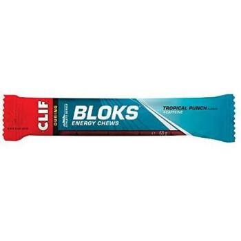 Clif Bloks Energy Chews, During And Pre Workout Food Supplement, Tropical Punch With Caffeine, 18 x 50g