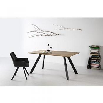 ambiato Mesa de comedor (160 x 90 cm), color negro y roble salvaje