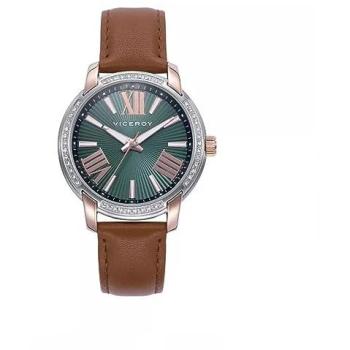 Reloj Viceroy Mujer Chic Acero Correa Piel Marrón Verde 401272-63