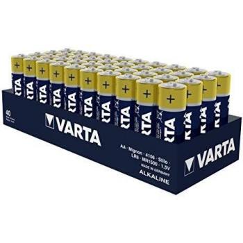 Batería Alcalina AA Longlife - Paquete de 40 unidades, 10 años de almacenamiento, Made in Germany