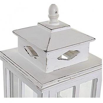 Farol de Pino y Cristal Blanco DKD Home Decor con Diseño Elegante (22.5 x 22.5 x 47 cm)