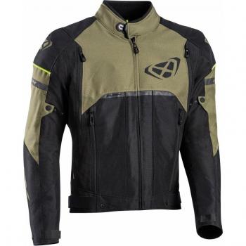 Ixon Allroad Chaqueta textil para motocicleta - Negro-Caqui, características: material resistente al desgaste, diseño ergonómico, forro interior extraíble, protección en hombros y codos, ventilación ajustable, múltiples bols