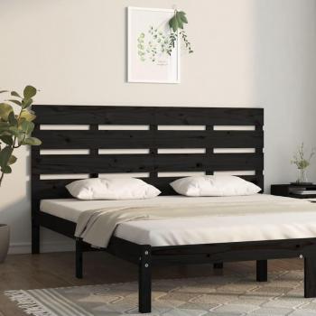 Cabecero de cama negro 200x3x80 cm madera maciza de pino