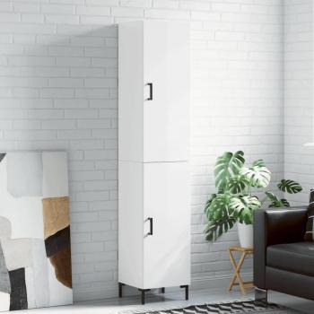 Aparador alto de madera contrachapada blanco brillo 34,5x34x180 cm
