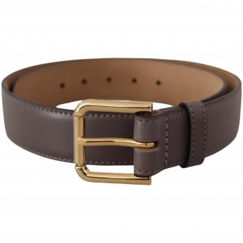 Dolce & Gabbana Gray Calfskin Leather Gold Metal Logo Buckle Belt - 70 cm / 28 Inches