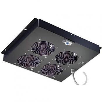 Unidad de Ventilación de Techo para Rack 19'' con 4 Ventiladores y Termostato, Negro