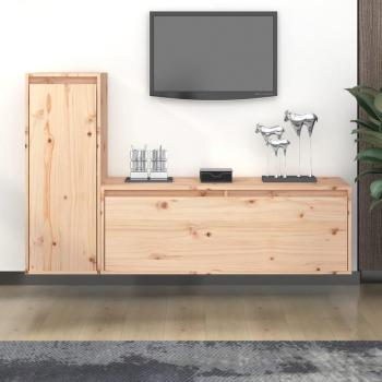 Mueble de TV 2 piezas de madera maciza de pino vidaXL