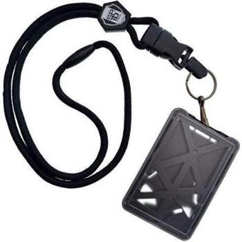 Top Loading Three ID Card Badge Holder with Heavy Duty Lanyard w/ Detachable Metal Clip and Key Ring