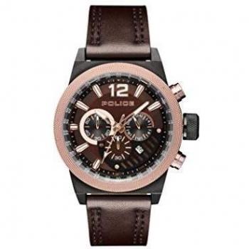 Mens Police Ladbroke Chronograph Leather Watch - Brown, Size: ONE SIZE