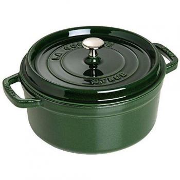 Staub 22 cm Round Cocotte in Basil Green, Enameled Cast Iron Cookware