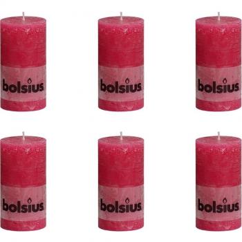 Bolsius Vela del Pilar Rústica 130 x 68 mm 6 Piezas Fucsia