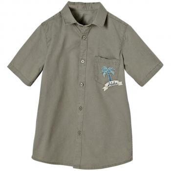 VERTBAUDET Camisa Niño de Manga Corta Verde Medio Liso 4A