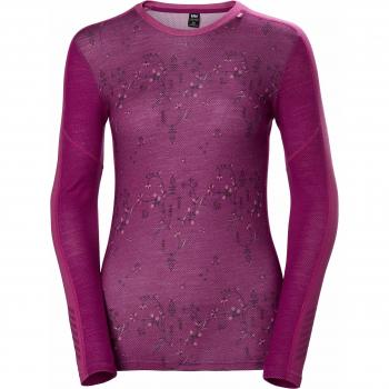 Helly Hansen W HH LIFA Merino Graphic Crew Sudadera, Mujer, 039 Festival Fuchsia Scattered, XS