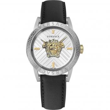 Versace V-Code Restyling Palazzo Watch Black Silver, Multicolor male, Size: ONE SIZE