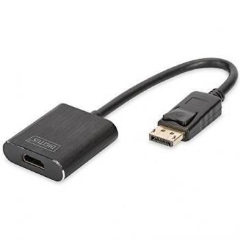 Adaptador de gráficos DIGITUS DisplayPort, DP a HDMI tipo A, 4K Ultra HD 60Hz, 4096 x 2160 píxeles, HDCP, negro