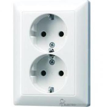 Jung AS5022NUWW - Double Schuko Socket Outlet with Ground, Alpine White