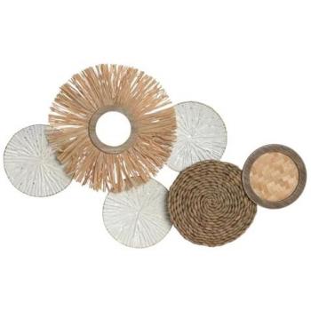Decoración de Pared Home ESPRIT Blanco Natural Círculos 70 x 5,5 x 43 cm