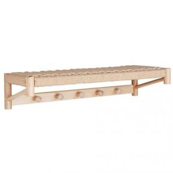 Perchero de Pared Abano, Madera y Cuerda, Marrón, 31x78x17 cm