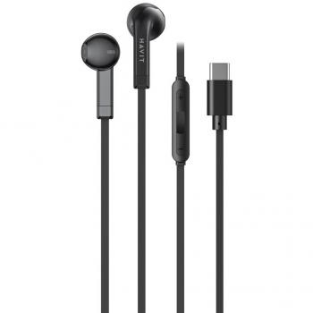 Auriculares Havit E336C con cable USB-C, In-ear, color negro