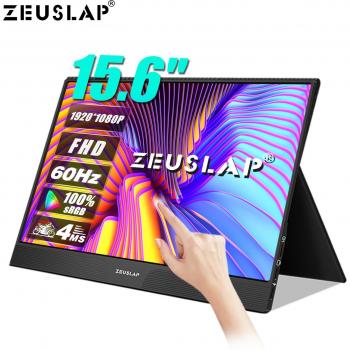 ZEUSLAP Z15ST Portable Monitor - 15.6 inch Touchscreen, 1920x1080P FHD IPS Display, VESA Mountable Sub Screen for Dex, PS5, and Laptop
