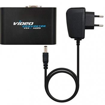 NanoCable 10.16.2101-BK - Conversor SVGAcon audio a HDMI con alimentación, SVGA/H+JACK 3.5/H-HDMI A/H, negro