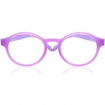 SmartBuy Kids Round Full Rim Plastic Prescription Glasses - Purple - Size 46 - Blue Light Block Available - Free Lenses