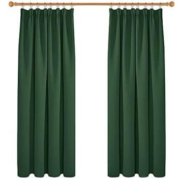 Deconovo Cortinas de Salón Térmicas Aislantes Dormitorio Decoración Ventanas para Habitacion Moderna con Fruncido 2 Piezas 132x183cm Verde Oscuro