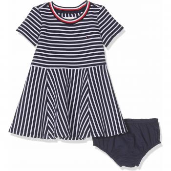 Tommy Hilfiger Stripe Knit Skater Dress Vestido, Azul