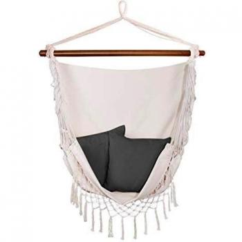 Silla suspendida de algodón SPRINGOS para jardín y terraza - Capacidad de carga 150 kg - Color beige