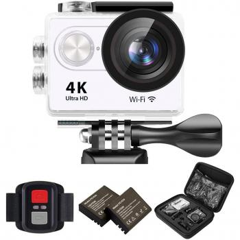 IXROAD Cámara Deportiva Acuática 4K Ultra HD WiFi 12MP Videocámara de Acción Sumergible con Pantalla LCD de 2 Pulgadas, Gran Angular de 170°, Mando a Distancia, 2 Baterías, Muchos Accesorios