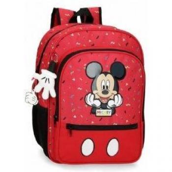Mochila Escolar Mickey Mouse - 38 cm - Diseño Rojo y Negro