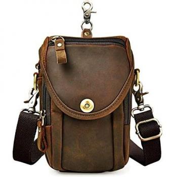 Le'aokuu Bolso táctico de hombres bolsa al aire libre Bolso de cadera Cinturón bolso de cintura Paquete de cintura de Fanny Bolsa de viaje Bolsa de mensajero cuero de vaca 269