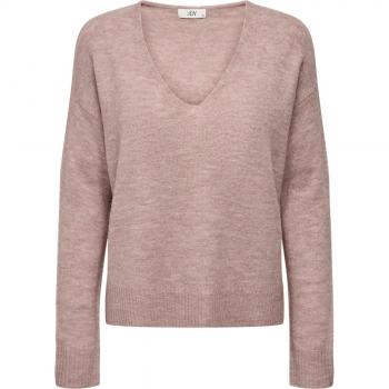 Jersey de mujer Jdy Elanora Rosa con cuello de pico, tejido de punto
