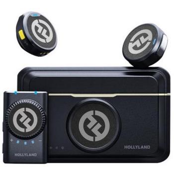 Hollyland Lark M2 - Micrófono Lavalier Inalámbrico Dúo para Cámara, 30 Horas de Uso, Alcance de 300m, Color Negro