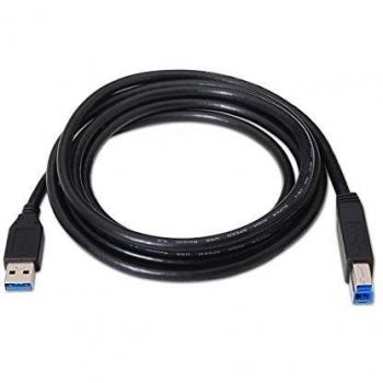 NANOCABLE 10.01.0802-BK - Cable USB 3.0 para Impresora, Tipo A/M-B/M, Macho-Macho, Negro, 2mts