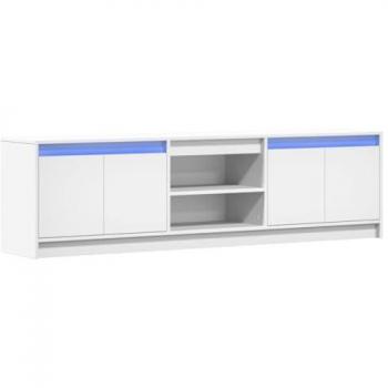 Mueble de TV con LED madera de ingeniería blanco 180x34x50 cm
