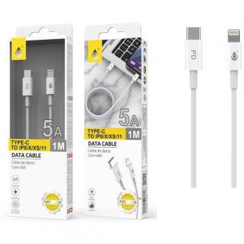 Cable de Datos Type C a Lightning 5A Carga Rápida 1M Blanco