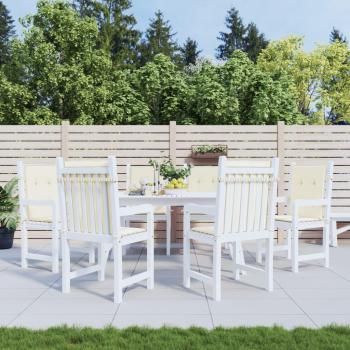 Cojín para silla de jardín con respaldo bajo, 6 unidades, tela Oxford, color crema