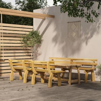 Juego de comedor de jardín 4 piezas madera de pino impregnada marrón