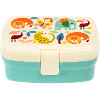 Rex London Wild Wonders Divided Lunchbox with Child Tray, BPA-Free Plastic
