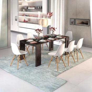 Mesa extensible DMORA Glicine, Consola multiusos 100% Made in Italy, 186x80h76 cm, mármol negro