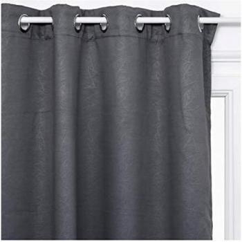 Cortina Opaca con Hojas en Relieve Gris Oscuro 140x260 cm - Atmosphera Creador de Interiores