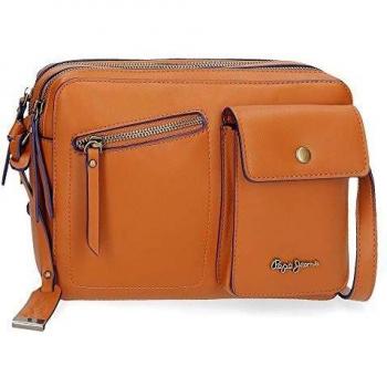 Pepe Jeans Zoe Bandolera Dos Compartimentos Marrón 25x18x6,5 cms Piel Sintética